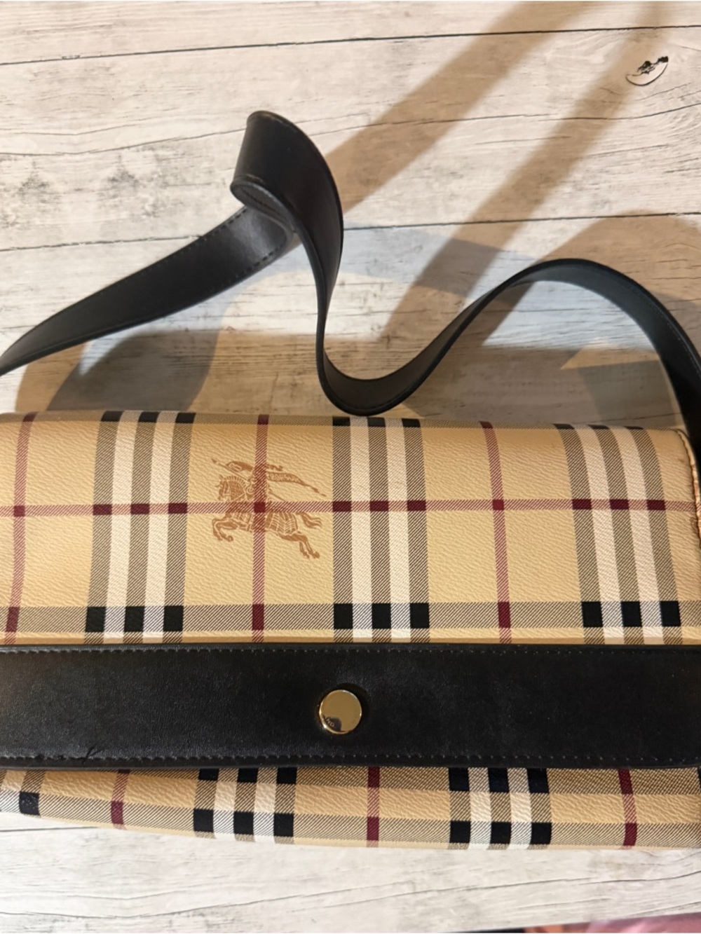 Burberry Black Trim Vintage Check Crossbody Bag